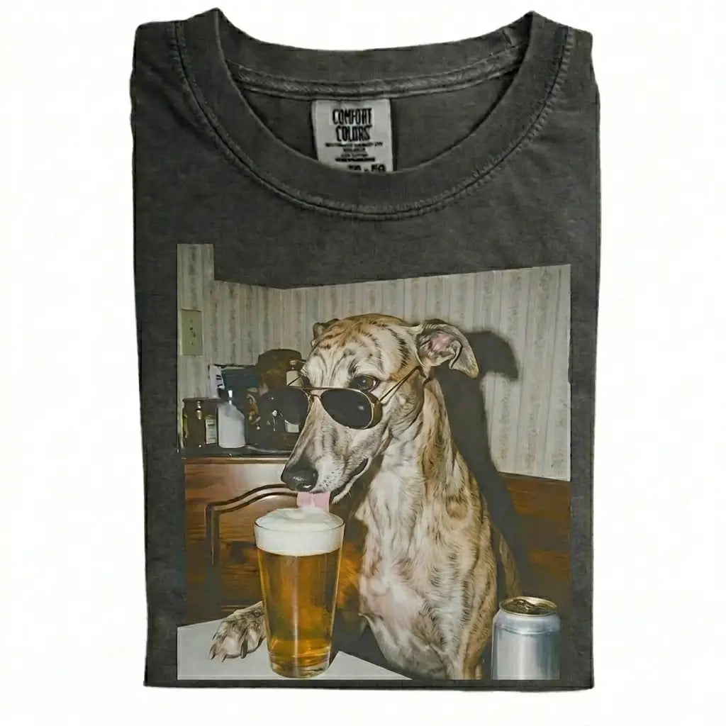 Comfort Colors® Custom Dog Breeds Drinking Beer T-Shirt – Vintage 90s Funny Edgy Dog Meme Tee, Aesthetic Retro Brewery Lover Dog Dad Gift Top