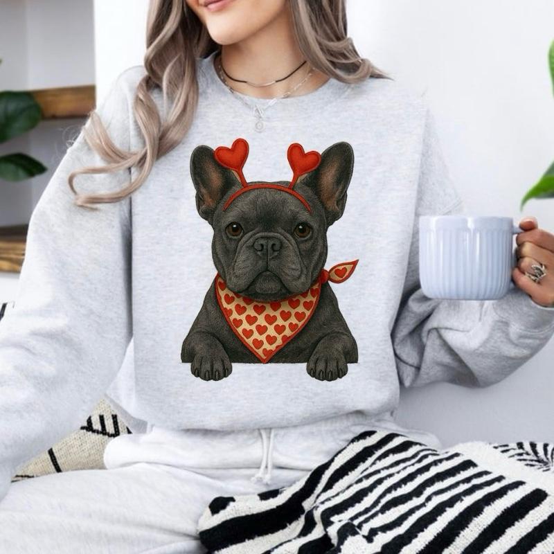Valentine's Dog Sweatshirt | My Dog is My Valentine Crewneck | Retro Puppy Heart Graphic Jumper | Dog Mom Valentine's Day Gift