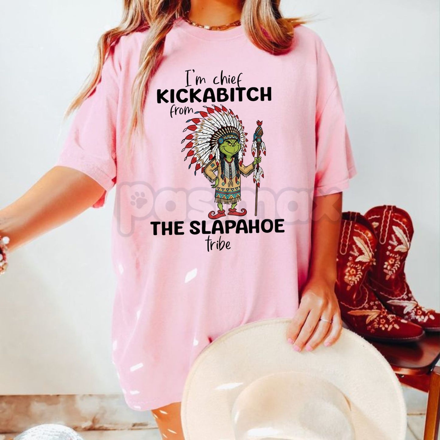 Grinch "Chief Kickabitch" Funny Christmas Shirt - Irreverent Holiday Humor Tee, Mean Christmas Slogan, Edgy Grinch Fan Apparel-Pasimax