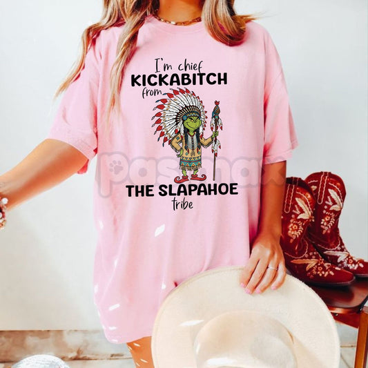 Grinch "Chief Kickabitch" Funny Christmas Shirt - Irreverent Holiday Humor Tee, Mean Christmas Slogan, Edgy Grinch Fan Apparel-Pasimax