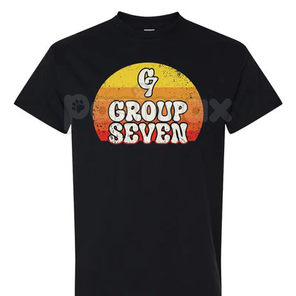 Group 7 Unisex Black T-Shirt - Exclusive Group Seven Member Apparel, Team Identity Graphic Tee, Minimalist Black Logo Shirt-Pasimax