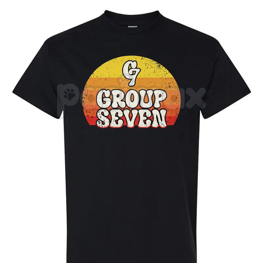 Group 7 Unisex Black T-Shirt - Exclusive Group Seven Member Apparel, Team Identity Graphic Tee, Minimalist Black Logo Shirt-Pasimax