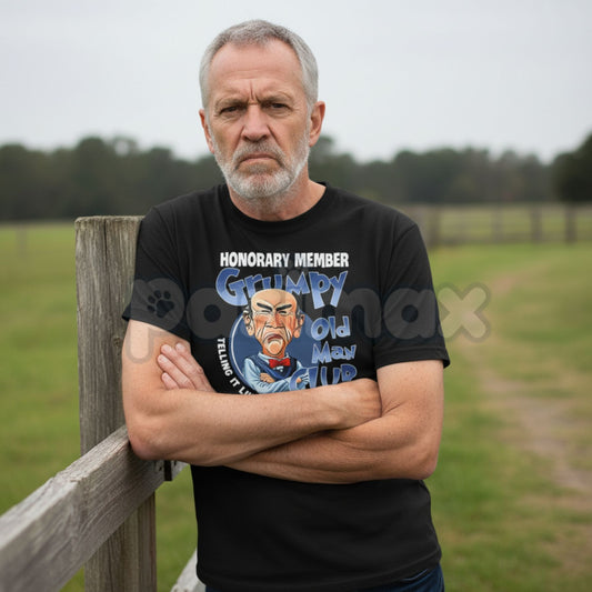 "Grumpy Old Man Club" Honorary Member T-Shirt – Funny Sarcastic Graphic Tee, Premium 100% Cotton Telling It Like It Is Top, Soft Lived-In Heavyweight Grumpy Dad Shirt, Made in USA-Pasimax