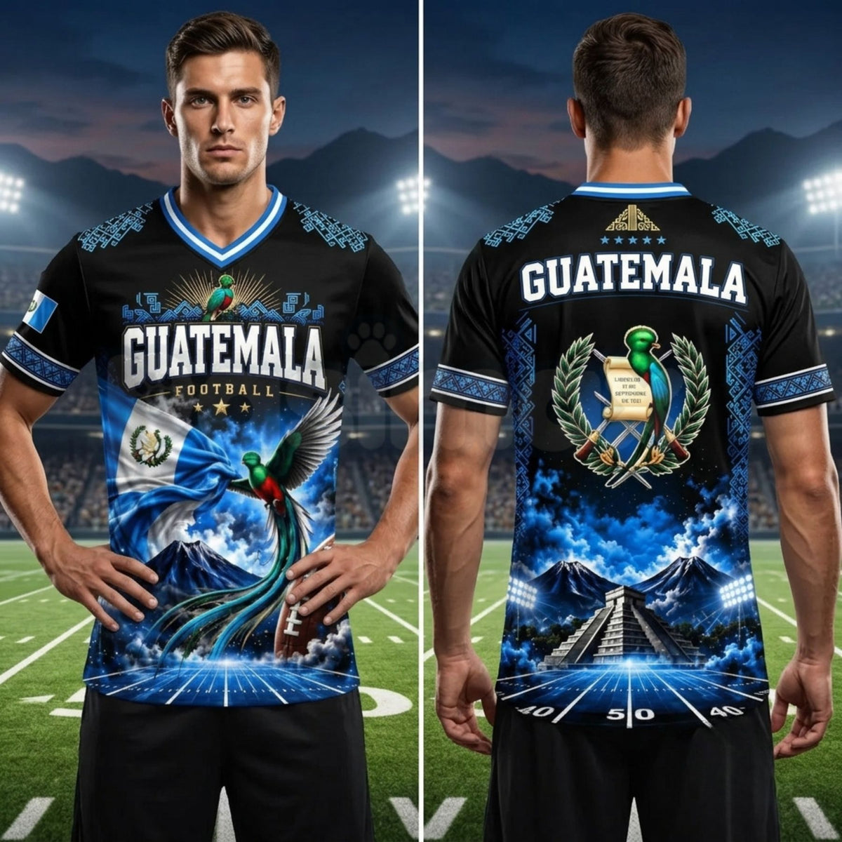 Guatemala National Team Hybrid Mesh Soccer V-Neck Shirt – Guate Pride Athletic Football Fan Tee-Pasimax
