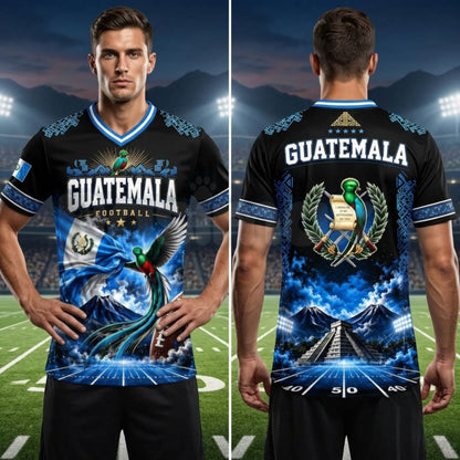 Guatemala National Team Hybrid Mesh Soccer V-Neck Shirt – Guate Pride Athletic Football Fan Tee-Pasimax
