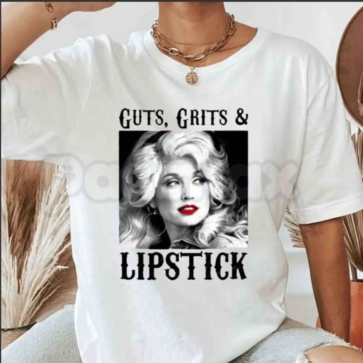 Guts Grit And Lipstick T-Shirt – Dolly Parton Country Cowgirl Unisex Cotton Tee-Pasimax
