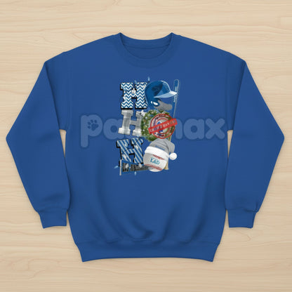 HO HO HO Sport Christmas Sweatshirt | Athletic Collegiate Style Holiday Crewneck | Festive Game Day Jumper-Pasimax