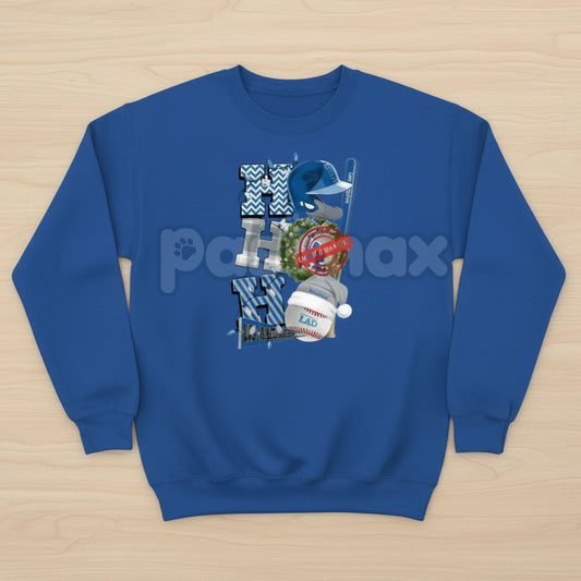 HO HO HO Sport Christmas Sweatshirt | Athletic Collegiate Style Holiday Crewneck | Festive Game Day Jumper-Pasimax