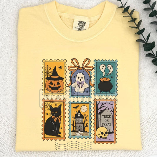 Halloween Cute Ghost Pumpkin Cat Shirt – Retro Ghost Tee, Spooky Cute Fall Outfit, Vintage Halloween Cat Shirt-Pasimax