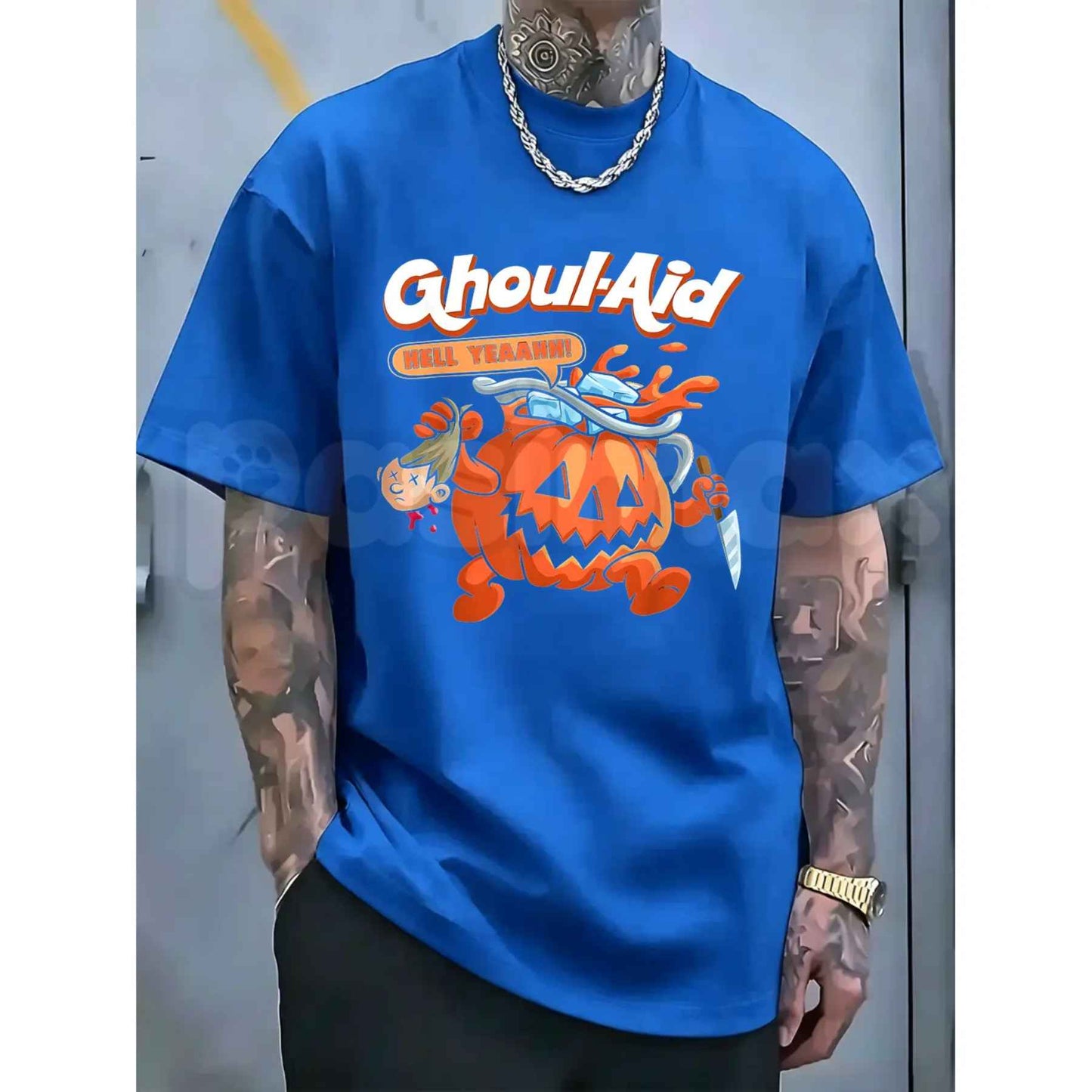 Halloween Ghoul Aid Pumpkin T-Shirt – Retro Spooky Season Unisex Cotton Graphic Tee-Pasimax