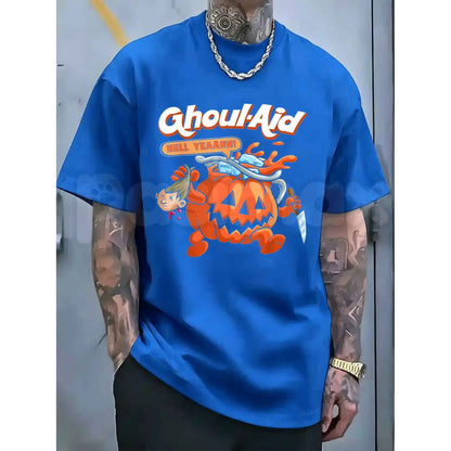 Halloween Ghoul Aid Pumpkin T-Shirt – Retro Spooky Season Unisex Cotton Graphic Tee-Pasimax