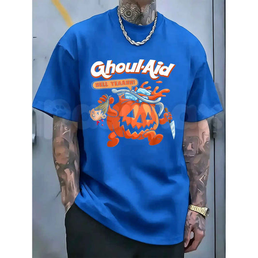 Halloween Ghoul Aid Pumpkin T-Shirt – Retro Spooky Season Unisex Cotton Graphic Tee-Pasimax