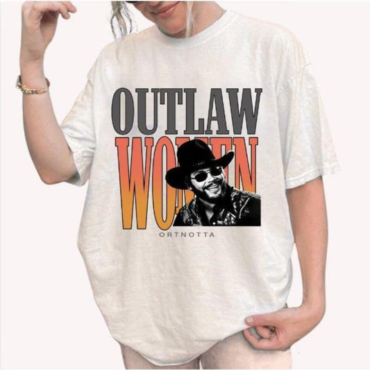Hank Jr "Outlaw Women" Tee - Retro Western Country Music Graphic Shirt, Vintage Bocephus Apparel-Pasimax