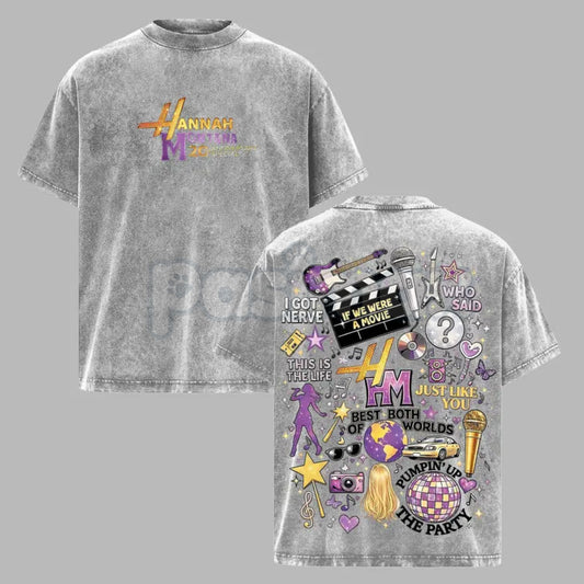 Hannah Montana 20th Anniversary Vintage Washed T-Shirt – Retro Y2K Pop Star Graphic Tee, Lightweight Cotton Disney Nostalgia Top-Pasimax