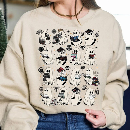 Haunting Adeline Ghost Sweatshirt – Ghosts Reading Dark Romance Books-Pasimax
