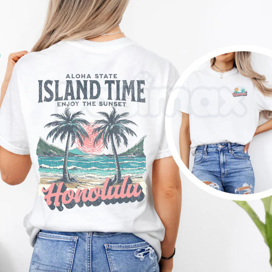 Hawaiian Island Vibes Comfort T-Shirt – Tropical Paradise Graphic Tee for Women, Premium 100% Cotton Aloha Spirit Top, Soft Lived-In Heavyweight Beach Life Shirt, Made in USA-Pasimax