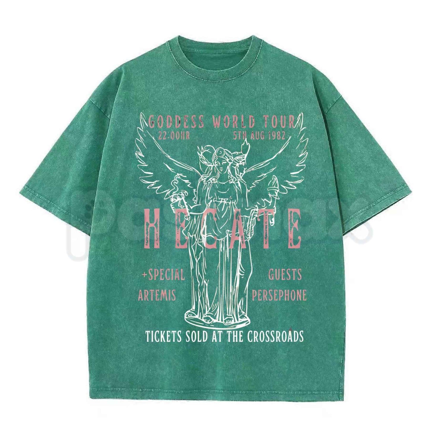 Hecate Goddess World Tour Outfit T-Shirt – Dark Academia Gothic Mythology Graphic Tee, Vintage Acid Washed Lightweight Cotton Unisex Witchy Top-Pasimax