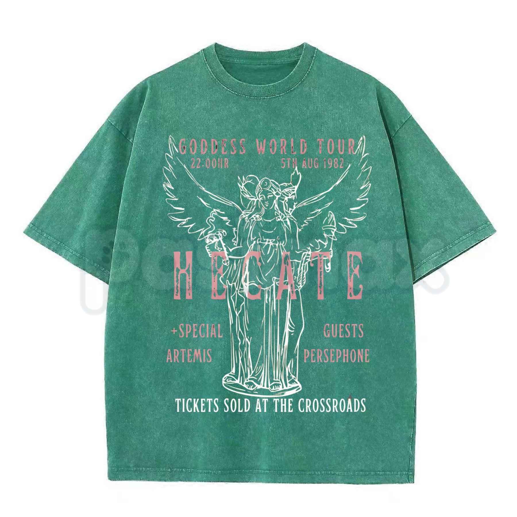 Hecate Goddess World Tour Outfit T-Shirt – Dark Academia Gothic Mythology Graphic Tee, Vintage Acid Washed Lightweight Cotton Unisex Witchy Top-Pasimax