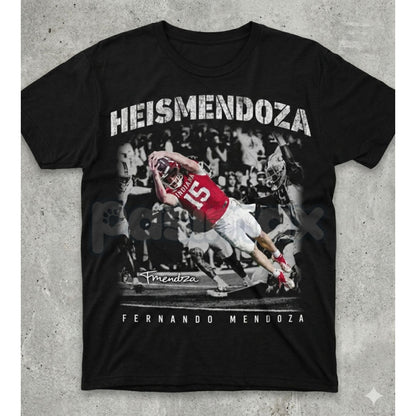 "Heismendoza" Graphic T-Shirt - Mendoza Heisman Inspired Tee, Urban Athletic Streetwear Top, Premium Heavyweight Fan Apparel, Limited Edition Mendoza Graphic Shirt, Modern Hip-Hop Style Music Tee-Pasimax