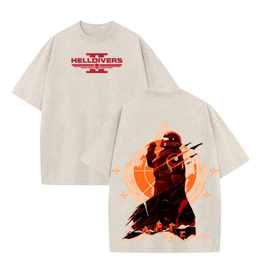 Helldivers 2 Fan-Art T-Shirt – Oversize Heavyweight Cotton Tee, Unisex Liber-Tea Graphic-Pasimax