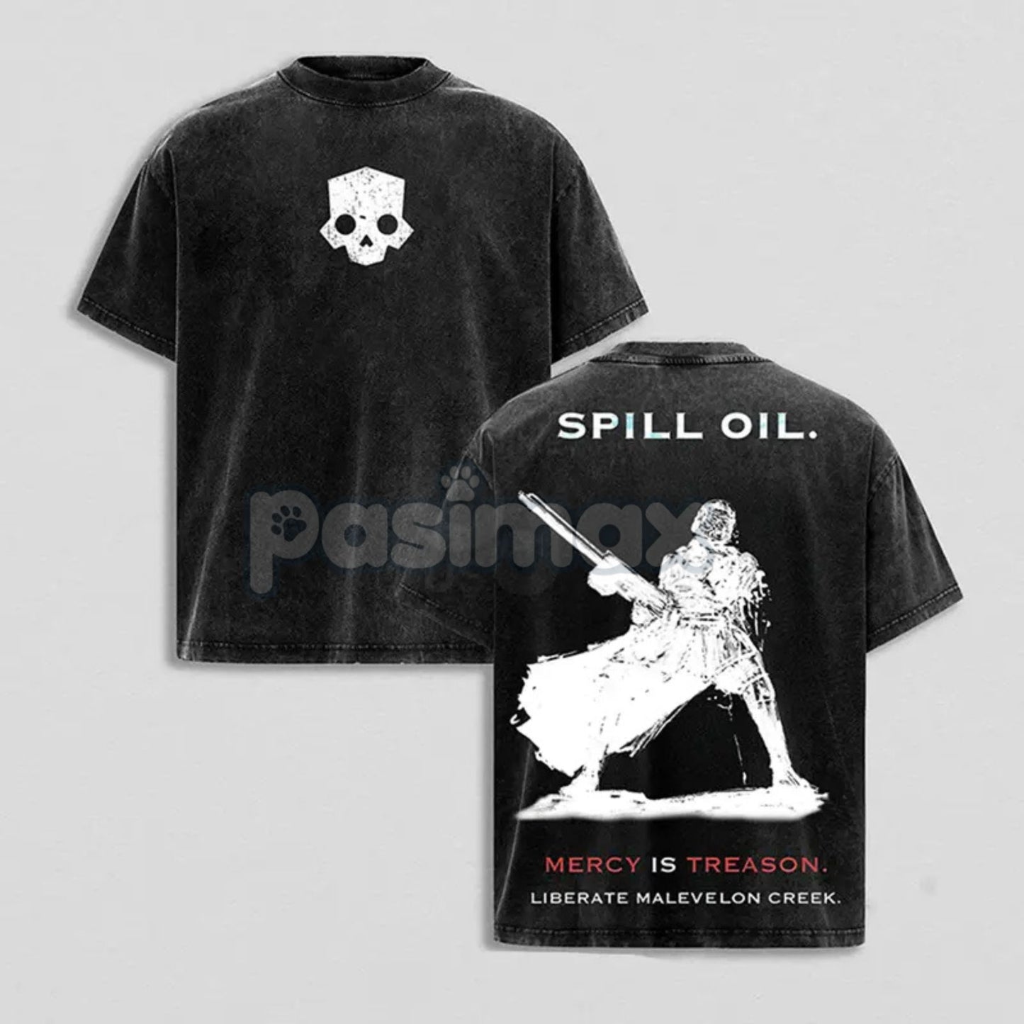 Helldivers 2 Oversized Washed Hoodie & Tee Set – Double-Sided Print Streetwear, Unisex Gaming Apparel-Pasimax