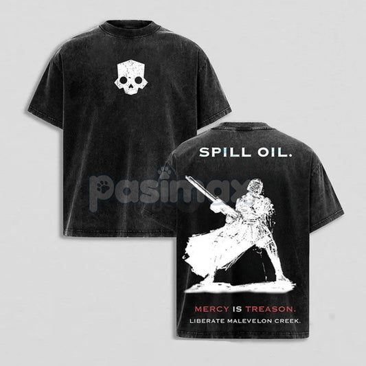 Helldivers 2 Oversized Washed Hoodie & Tee Set – Double-Sided Print Streetwear, Unisex Gaming Apparel-Pasimax