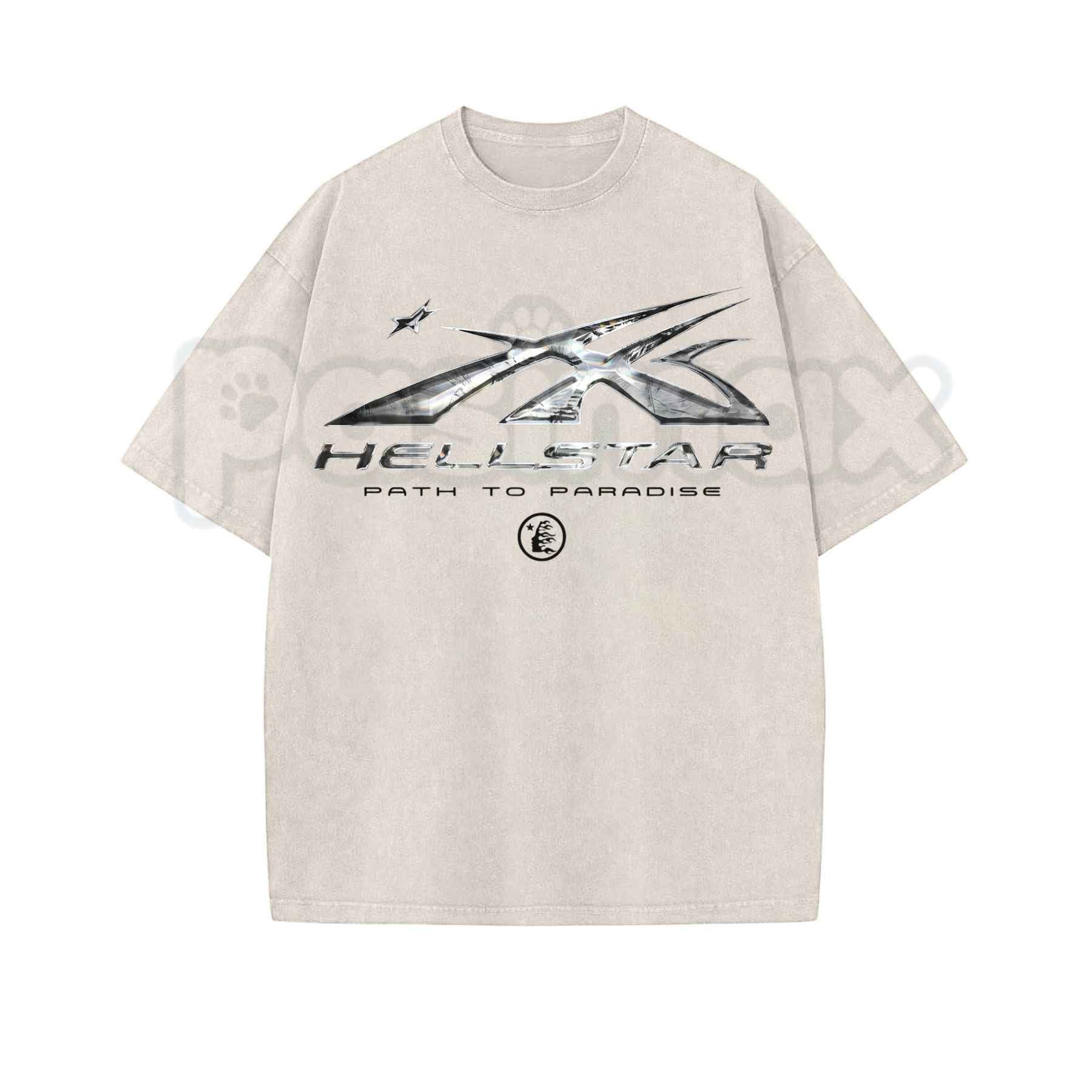Hellstar Washed T-Shirt – Retro Oversized Heavyweight Cotton Graphic Tee, Vintage Mineral Faded Hip-Hop Streetwear Unisex Top-Pasmax