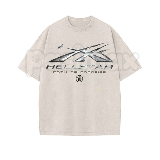 Hellstar Washed T-Shirt – Retro Oversized Heavyweight Cotton Graphic Tee, Vintage Mineral Faded Hip-Hop Streetwear Unisex Top-Pasmax