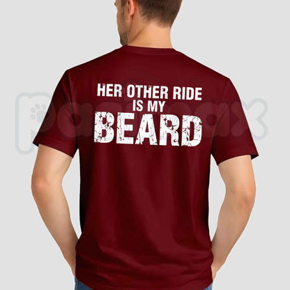 Her Other Ride Is My Beard T-Shirt – Funny Biker Back Print Unisex Tee-Pasimax