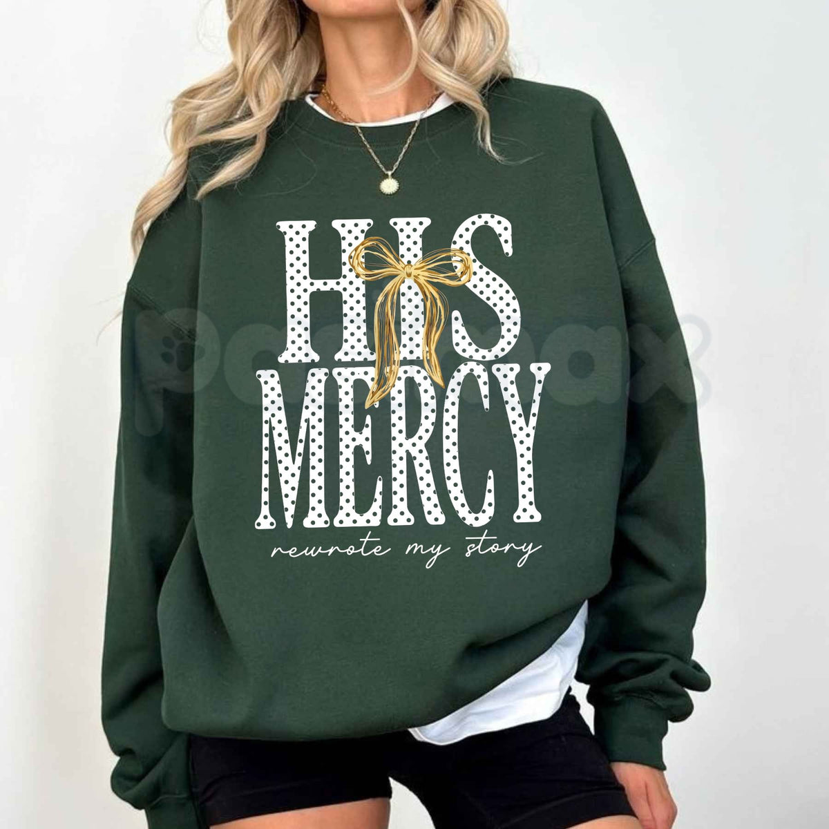 His Mercy Sweatshirt | Minimalist Christian Faith Graphic Crewneck-Pasimax