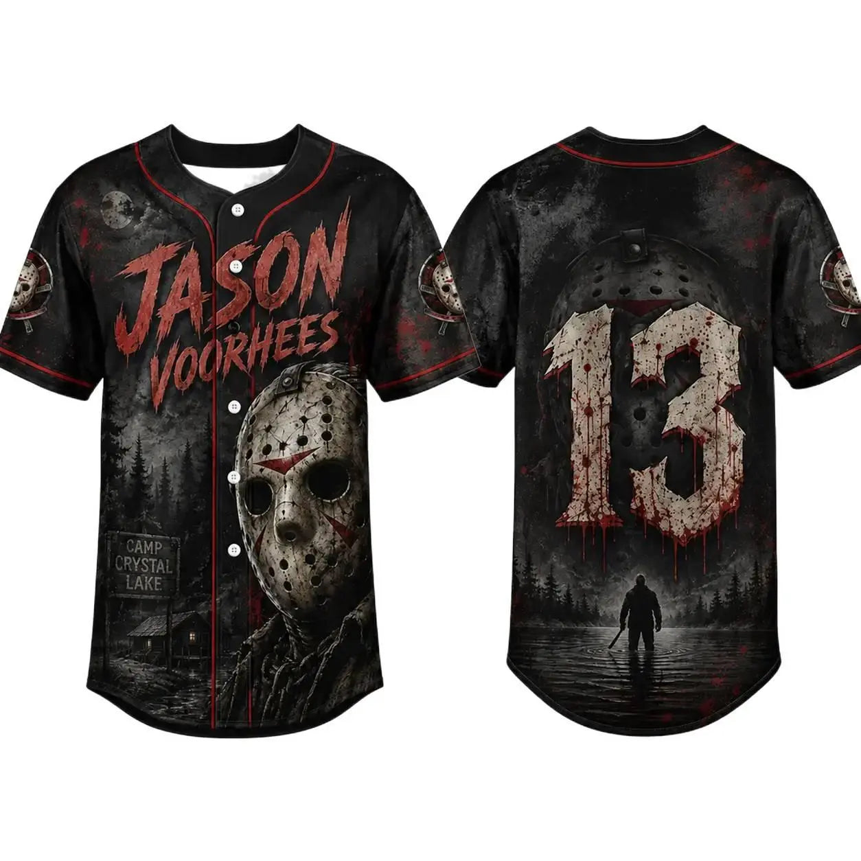 Horror Slasher Baseball Jersey – Classic Horror Movie Characters Shirt