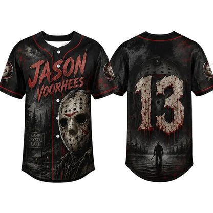 Horror Slasher Baseball Jersey – Classic Horror Movie Characters Shirt