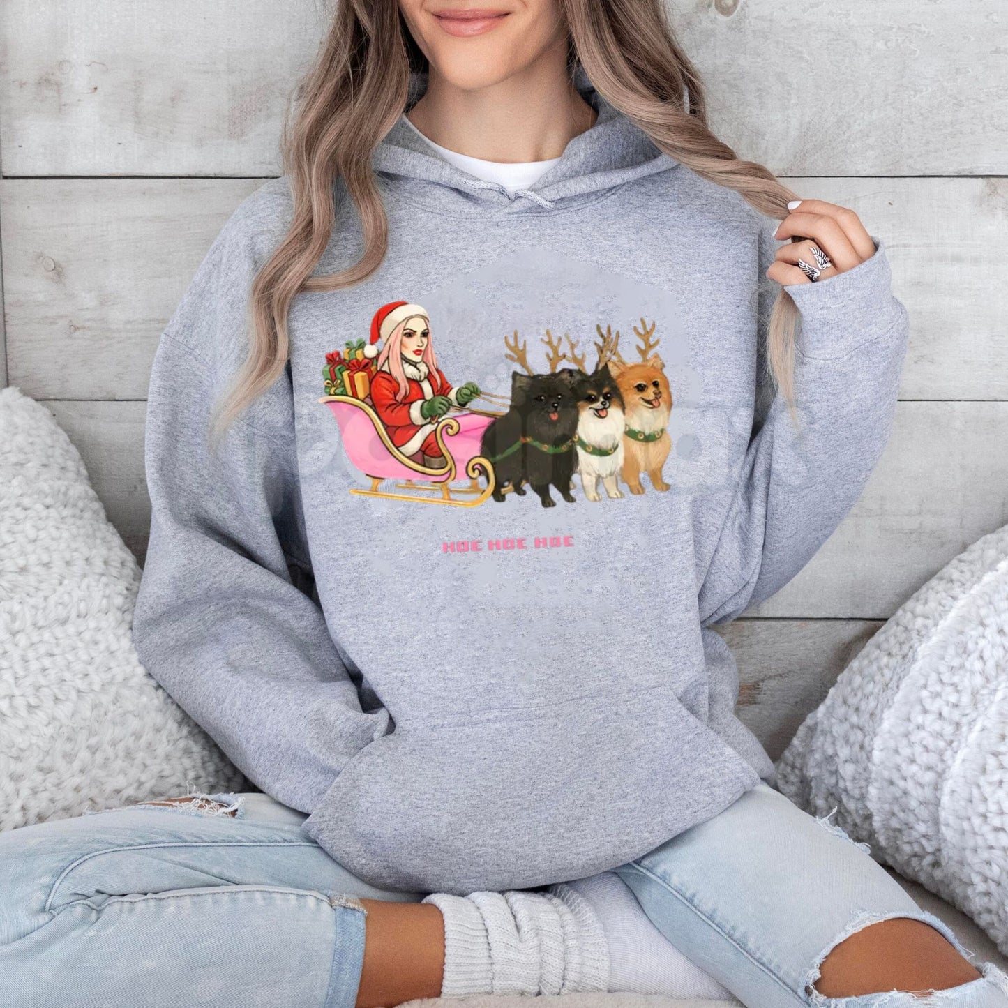 "Hoe Hoe Hoe" Holiday Hoodie – Funny Risqué Christmas Slogan Pullover, Adult Festive Humor Apparel, Unisex-Pasimax