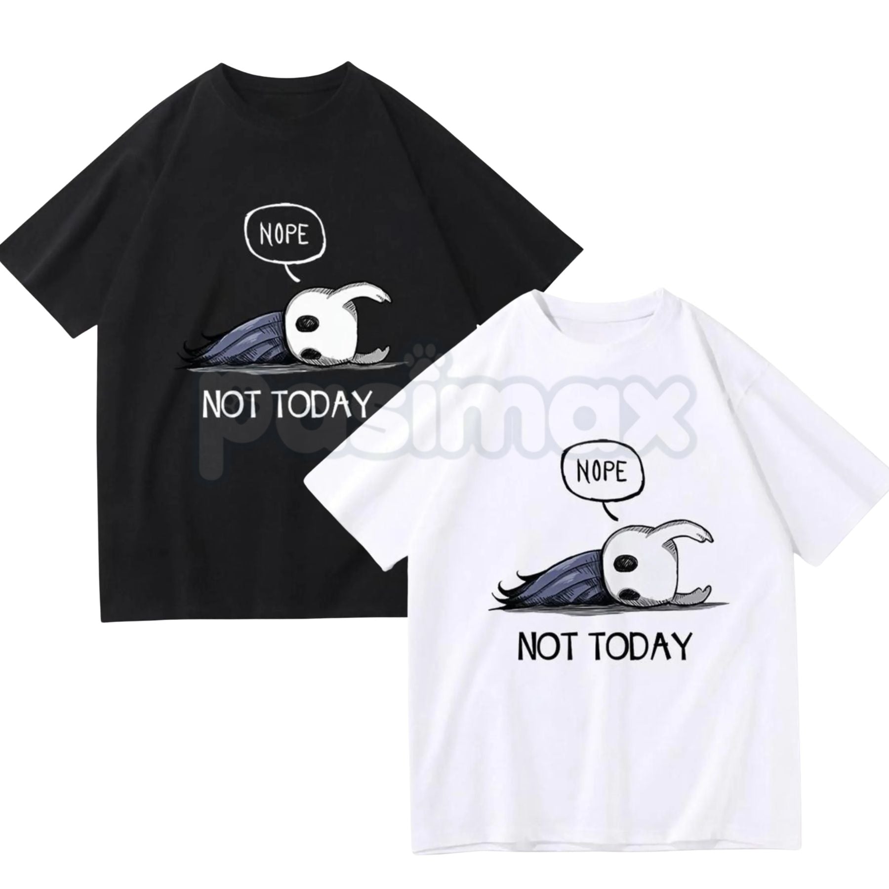 Hollow Knight "Nope Not Today" Bench Break T-Shirt - Ghost of Hallownest Sarcastic Graphic Tee, Premium 100% Cotton Cozy Gamer Shirt, Funny Indie Game "No" Mood Apparel, Soft Lived-In Unisex Gaming Top, Relatable Hollow Knight Fan Gift-Pasimax