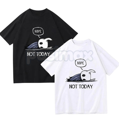 Hollow Knight "Nope Not Today" Bench Break T-Shirt - Ghost of Hallownest Sarcastic Graphic Tee, Premium 100% Cotton Cozy Gamer Shirt, Funny Indie Game "No" Mood Apparel, Soft Lived-In Unisex Gaming Top, Relatable Hollow Knight Fan Gift-Pasimax