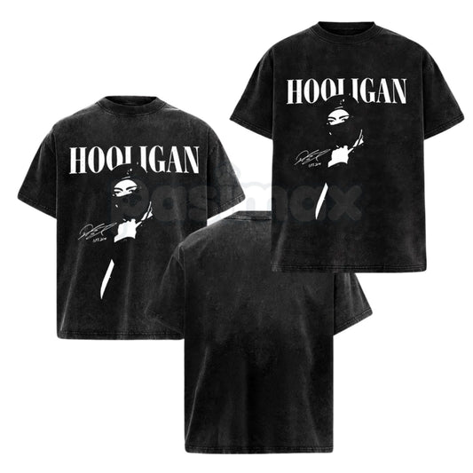 Hooligan Vintage Washed T-Shirt – Retro Distressed Graphic Tee, Lightweight Cotton Underground Streetwear Top-Pasimax