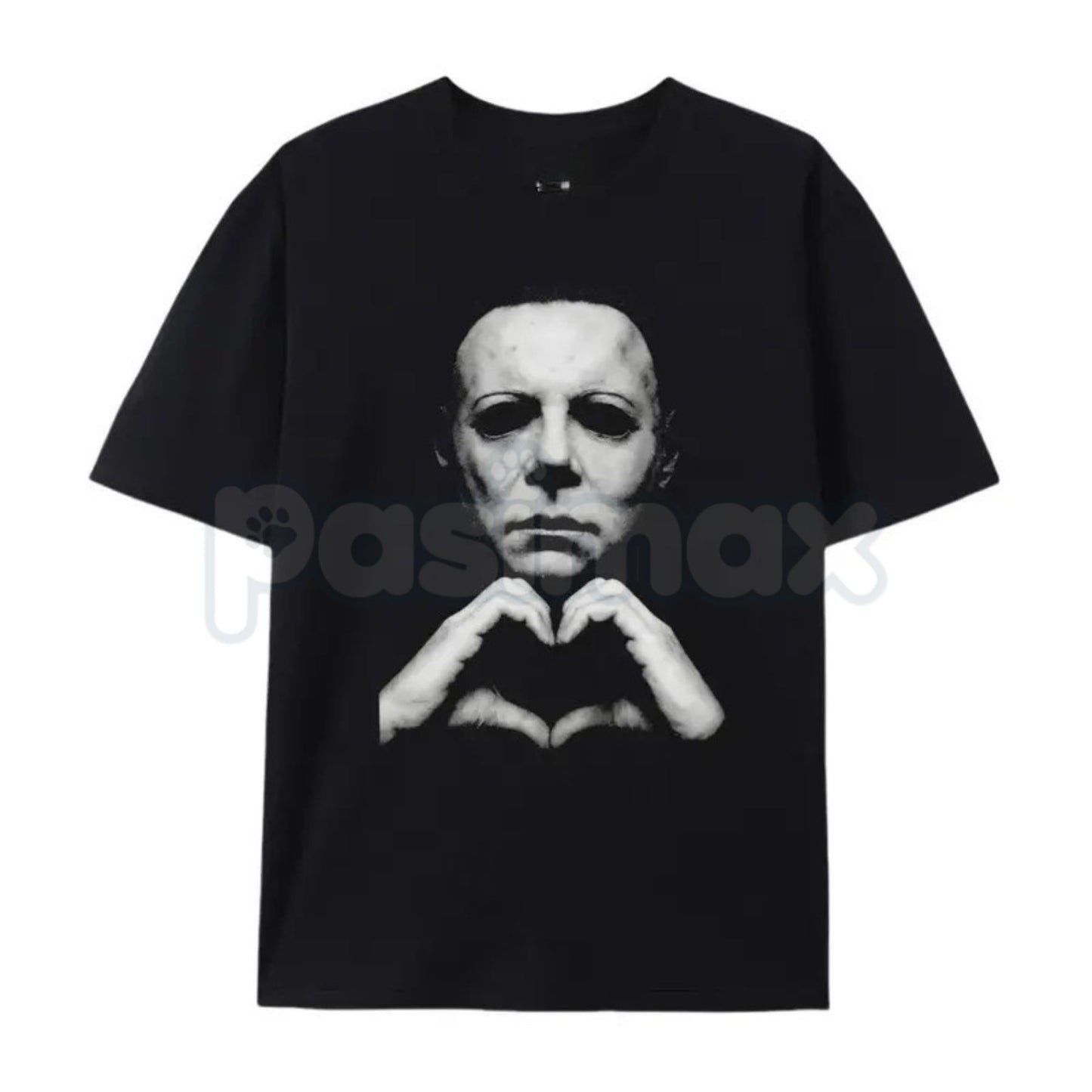 Horror "Michael Hand Heart" Graphic T-Shirt – Spooky Slasher Halloween Tee, Premium 100% Cotton Creepy Cute Movie Top, Soft Lived-In Heavyweight Horror Fan Shirt, Made in USA-Pasimax