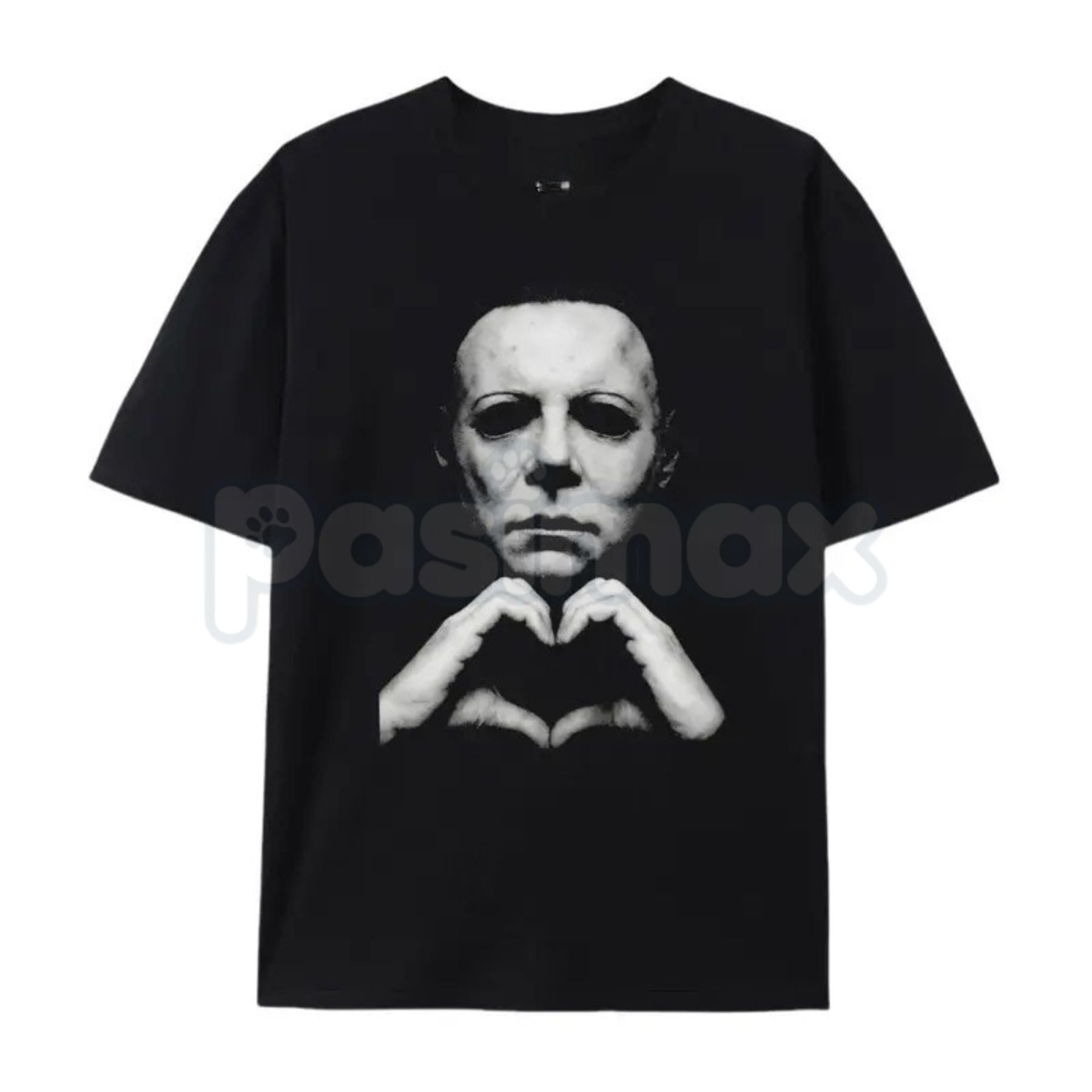 Horror "Michael Hand Heart" Graphic T-Shirt – Spooky Slasher Halloween Tee, Premium 100% Cotton Creepy Cute Movie Top, Soft Lived-In Heavyweight Horror Fan Shirt, Made in USA-Pasimax