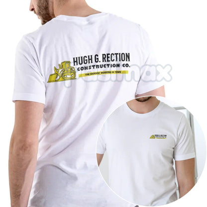Hugh G Rection Construction Co. Funny T Shirt - Adult Humor Logo Design Tee, Unisex Cotton Black Tee for Men-Pasimax