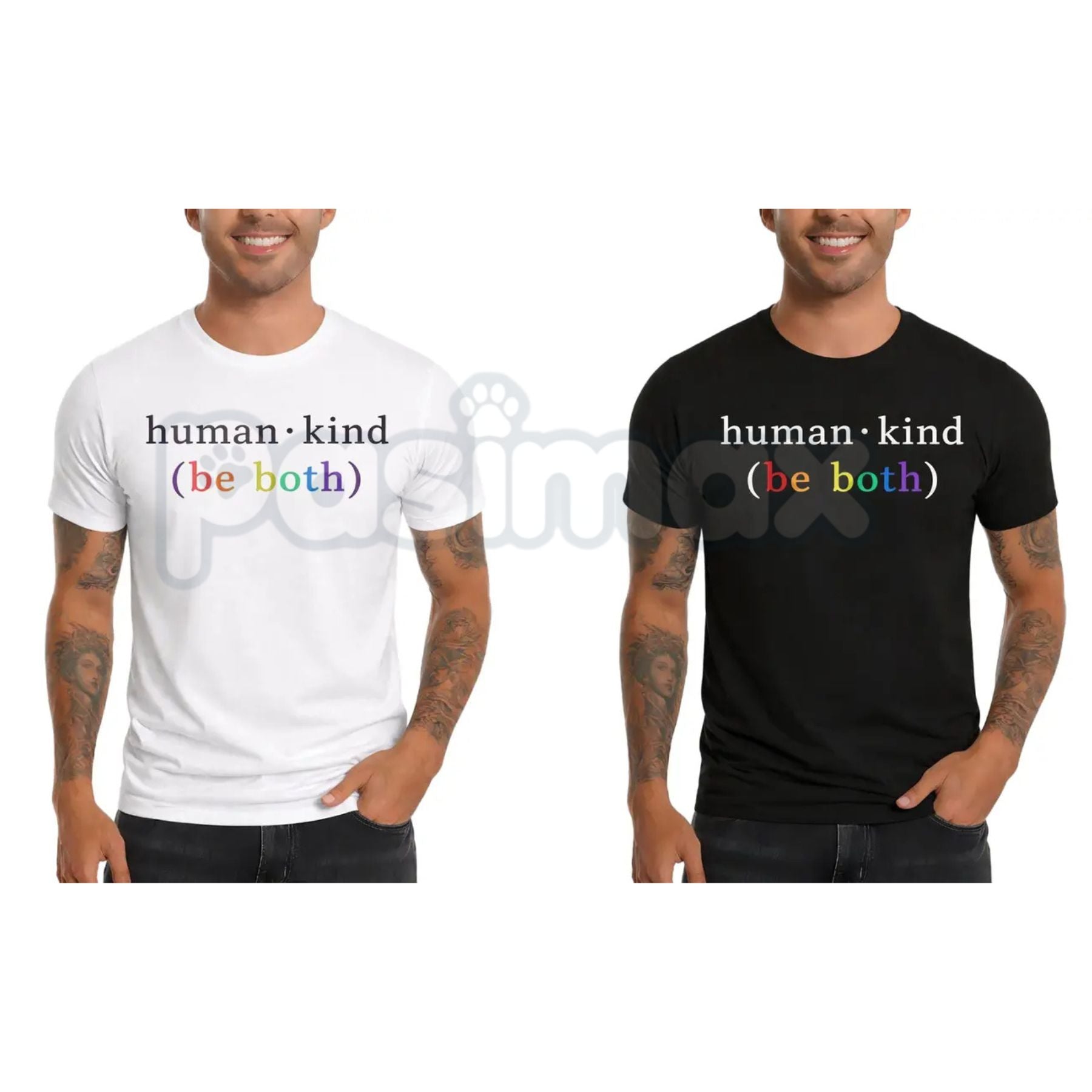 "Human Kind (Be Both)" Inspirational T-Shirt - Kindness Matters Graphic Tee, Premium 100% Cotton Motivational Shirt, Positive Message Minimalist Top, Empowering Gift for Teachers & Social Workers, Soft Lived-In Aesthetic Unity Apparel-Pasimax
