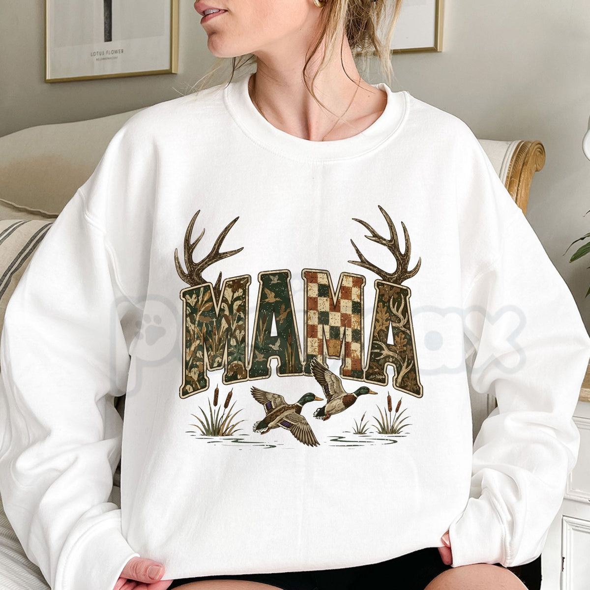 Hunting Camo Mama Sweatshirt | Country Camouflage Graphic Top-Pasimax