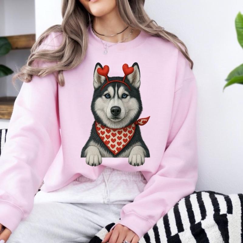 Valentine's Dog Sweatshirt | My Dog is My Valentine Crewneck | Retro Puppy Heart Graphic Jumper | Dog Mom Valentine's Day Gift