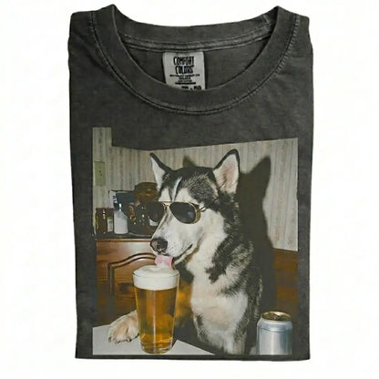 Comfort Colors® Custom Dog Breeds Drinking Beer T-Shirt – Vintage 90s Funny Edgy Dog Meme Tee, Aesthetic Retro Brewery Lover Dog Dad Gift Top