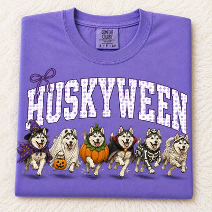 Comfort Colors® Dog Breeds Halloween T-Shirt – Funny Dog Mom Spooky Season Graphic Tee, Vintage Pet Lover Unisex Top