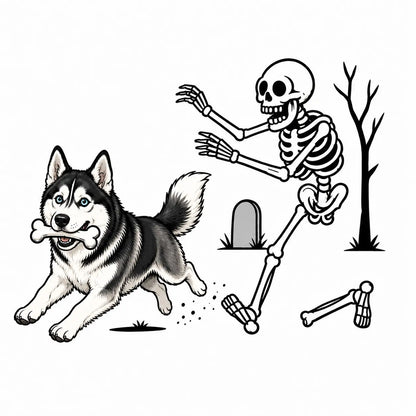 Comfort Colors® Dog Breeds Halloween Skeleton T-Shirt – Funny Spooky Season Pet Lover Graphic Tee, Retro Aesthetic Dog Costume Unisex Top