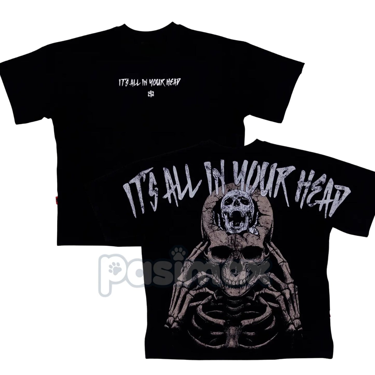 IS x BXACTIV "All In Your Head" Oversized T-Shirt - Mental Health Awareness Graphic Tee, Minimalist Streetwear Collab-Pasimax