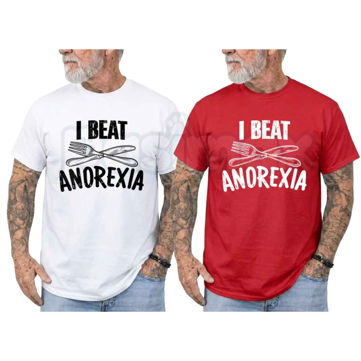 I Beat Anorexia T-Shirt – Funny Sarcastic Humour Casual Comfy Cotton Tee-Pasimax