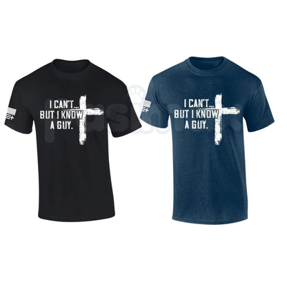 "I Can't But I Know A Guy" Men's Christian T-Shirt – Funny Jesus Cross Graphic Tee, Premium 100% Cotton Faith-Based Humor Top, Soft Lived-In Heavyweight Religious Statement Shirt, Made in USA-Pasimax