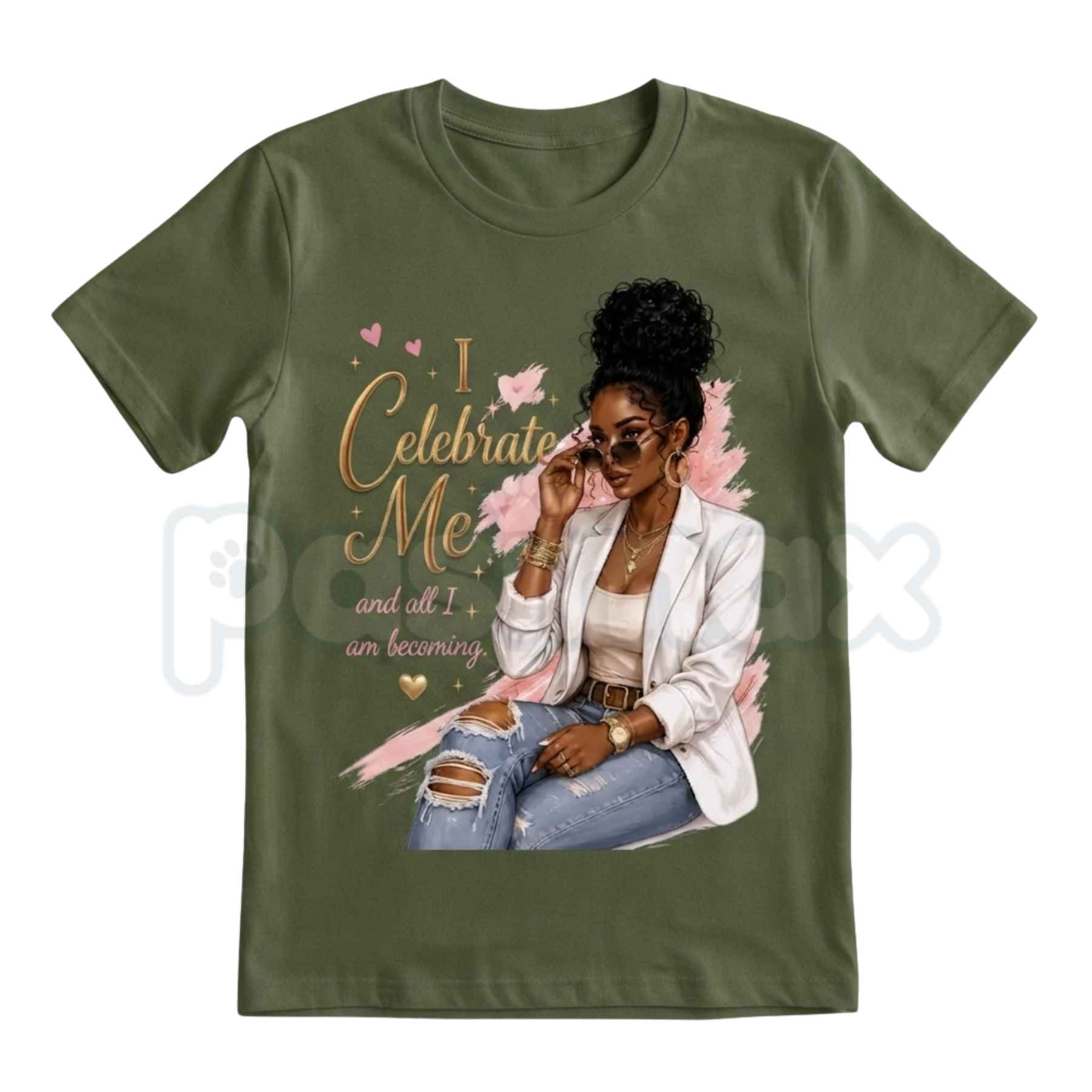 I Celebrate Me T-Shirt – Metallic Gold Typography Self-Love Inspiration Unisex Cotton Tee-Pasimax