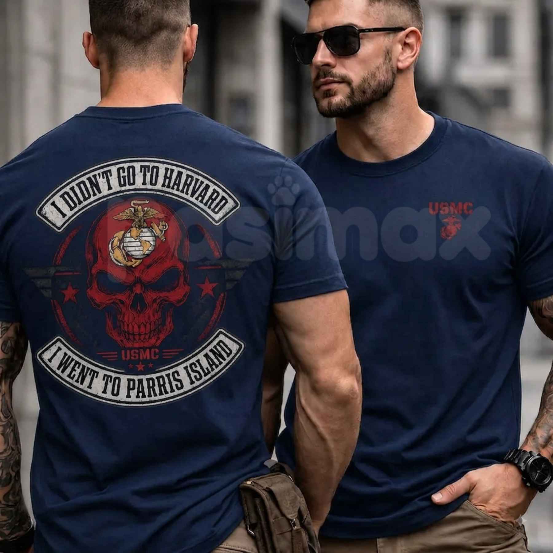 I Didn't Go To Harvard I Went To Parris Island T-Shirt – USMC Veteran Unisex Cotton Tee-Pasimax